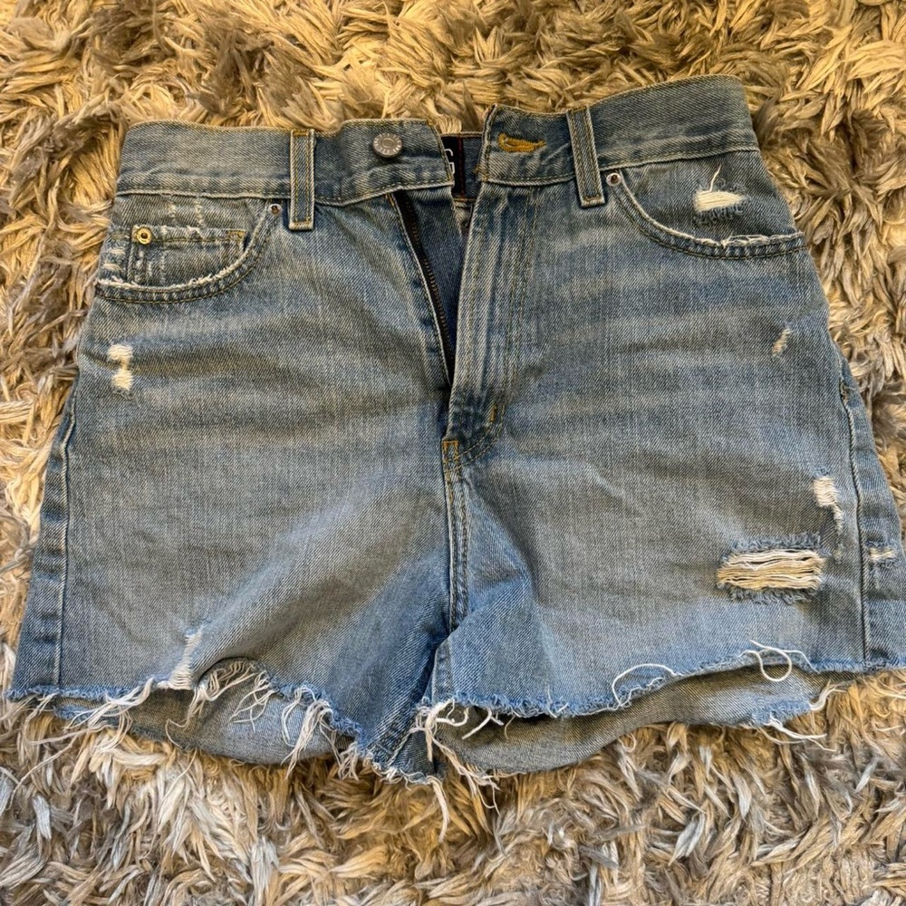 BDG Light Blue Distressed Jean Shorts